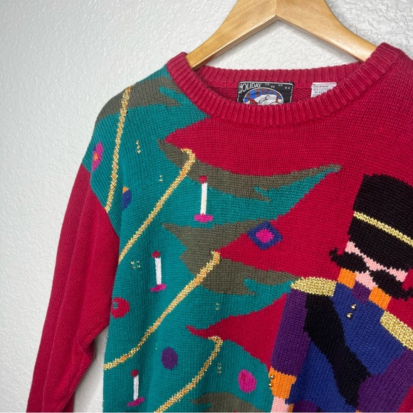 Vintage Nutcracker Christmas Sweater Holiday Red Green Festive Holiday Small - Picture 8 of 9